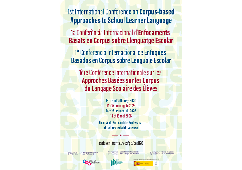 Imagen del evento:Cartel 1ª Conferencia Internacional Enfoques Basados en Corpus sobre Lenguaje Escolar